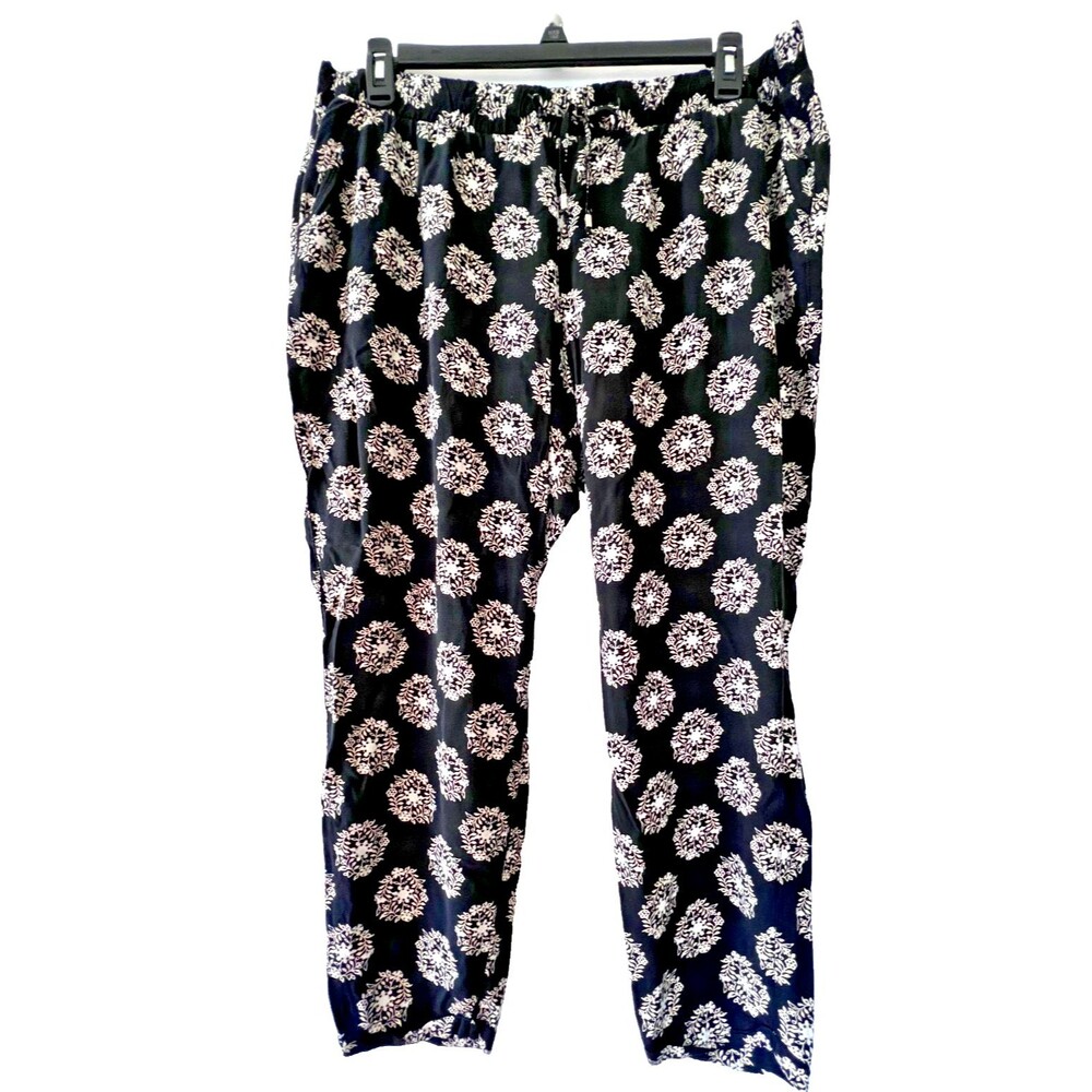 Old Navy Rayon Ankle Jogger Style Black & White Elastic Waist Pull Pants Size XL